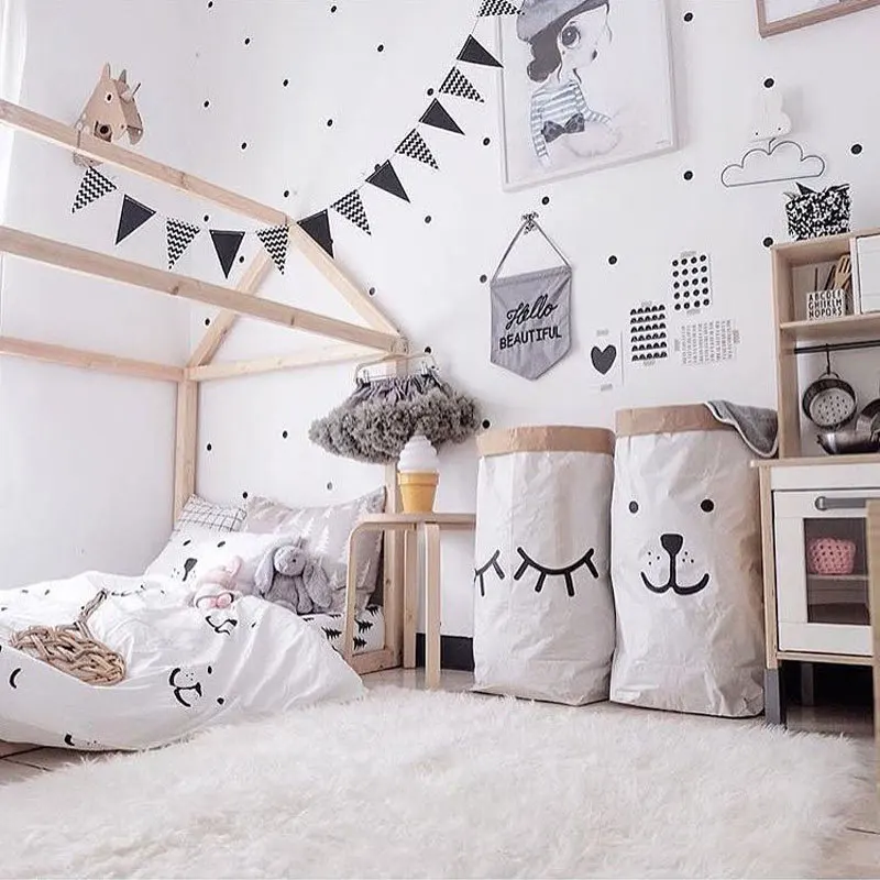 Детские домашние разное сумка для хранения из крафт бумаги игрушек корзина