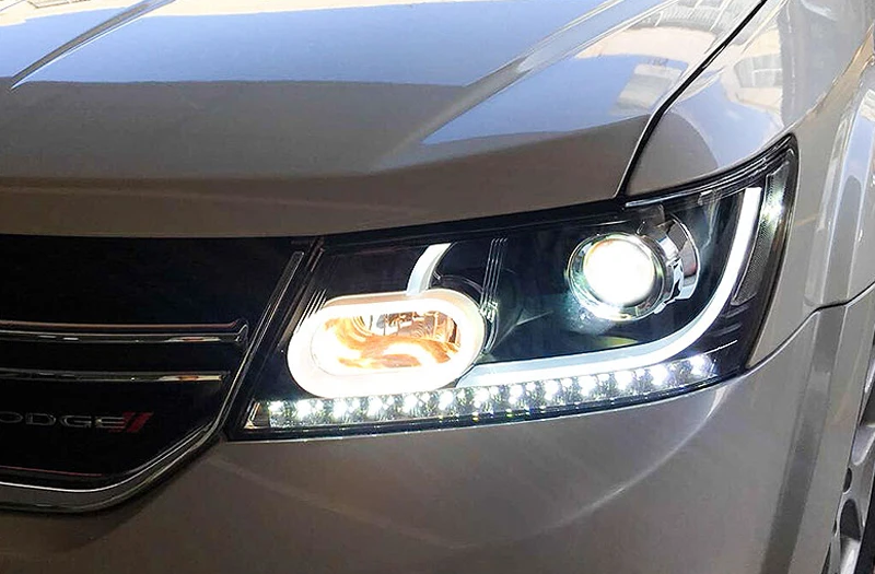 Автомобильная фара для Dodge Journey головной светильник s 2008- Ангел глаз передний светильник Биксеноновая линза проектор светодиодный DRL