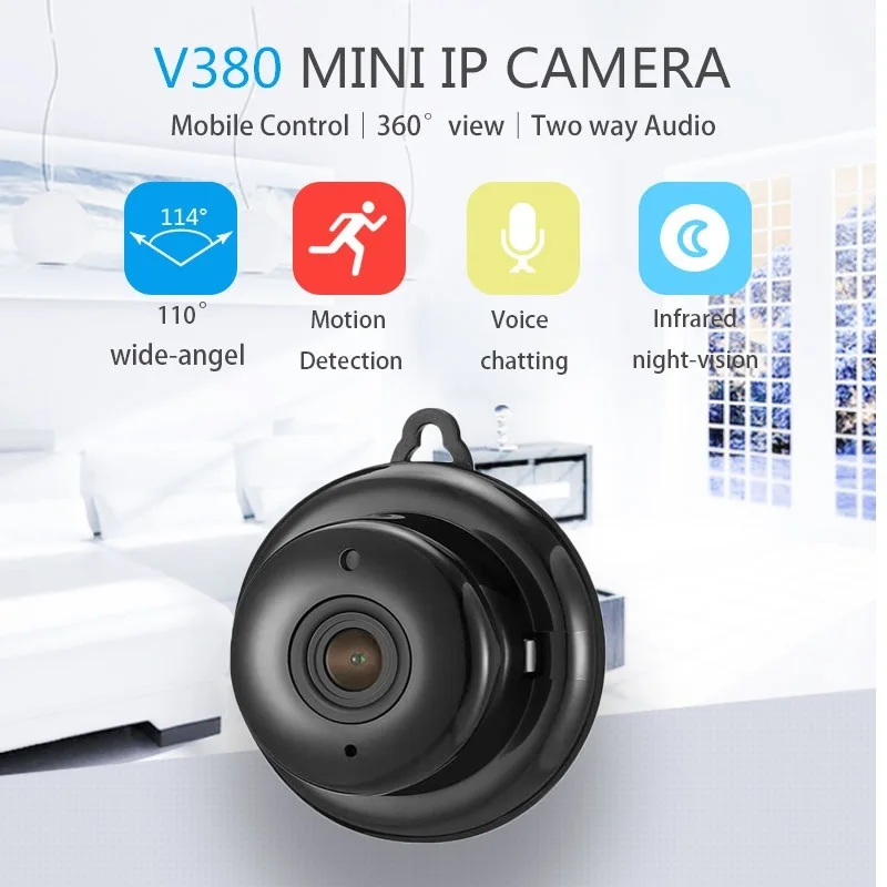 Домашняя безопасность V380 2 1 мм объектив 720P беспроводной мини WIFI ночного видения