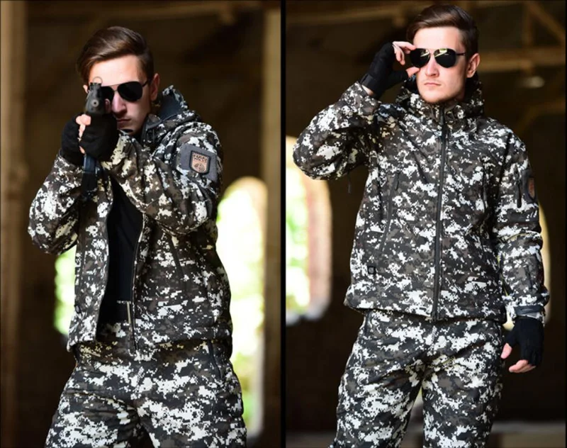 Военная Тактическая уличная Мягкая флисовая куртка, Мужская камуфляжная тактическая куртка, охотничья куртка+ штаны, костюм для тактических походов