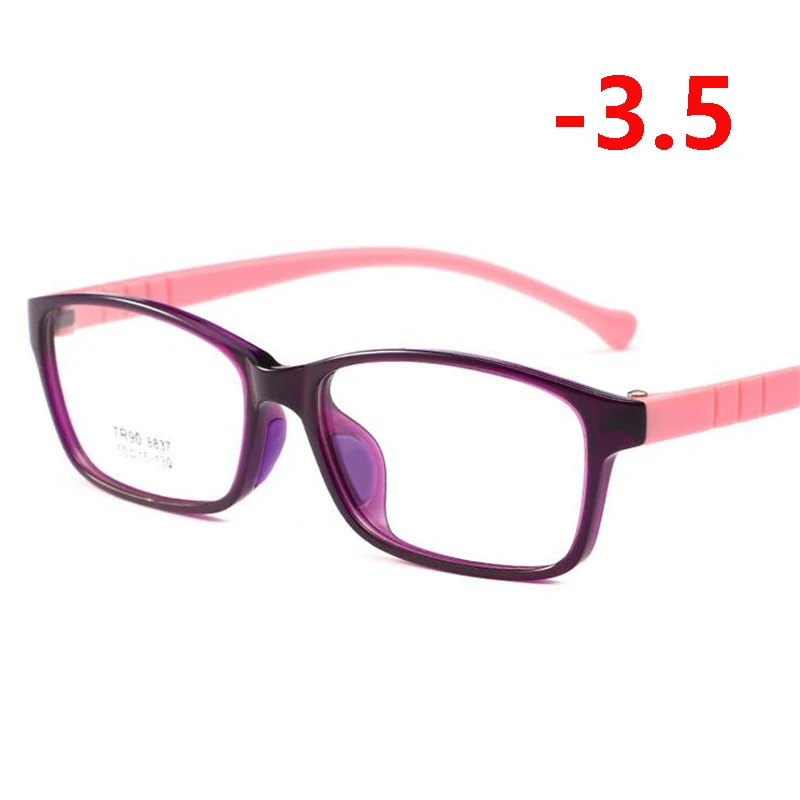 Myopia 350 1,56 асферические линзы, детские очки по рецепту для безопасности детей TR90, очки для близорукости для мальчиков и девочек, черная красная оправа, 0~-4,0 - Цвет оправы: Myopia 350
