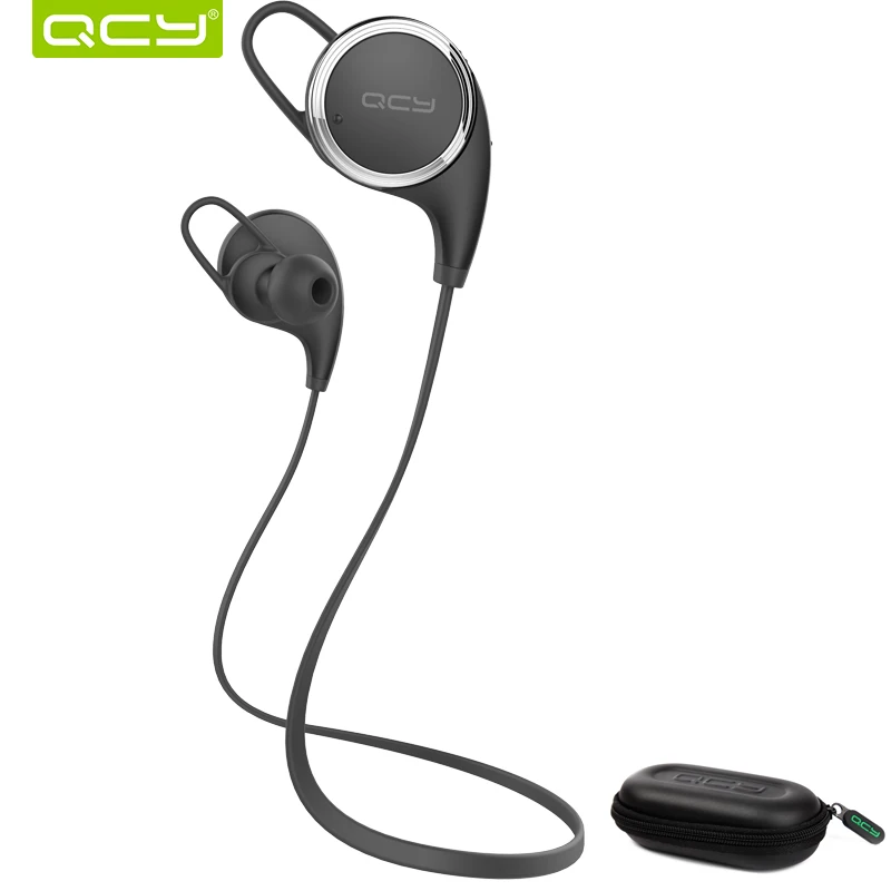 black QCY QY8 Bluetooth наушники Беспроводная гарнитура стерео звук спортивные наушники с микрофоном и портативный чехол для хранения - Цвет: black