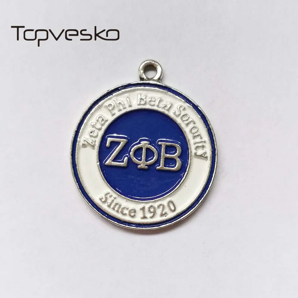 20pcs ZPB Альфа, Фи Альфа братства и Сорорити Круглый Шарм с Fit браслет и Цепочки и ожерелья - Окраска металла: 20pcs ZPB