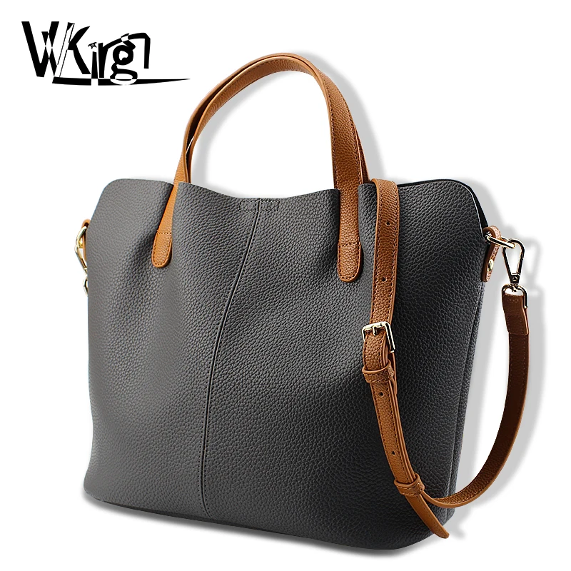 VVKing Винтаж Дамские туфли из pu искусственной кожи Tote сумка ведро дамы сплошной