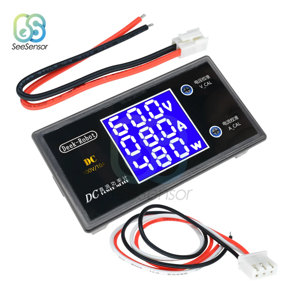

DC 100V 10A 50V 5A LCD Display Digital Voltmeter Ammeter Wattmeter Voltage Current Power Meter Volt Detector Tester 12V 24V 36V