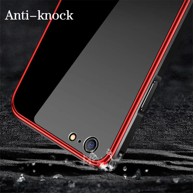 Metal Bumper Case for iPhone 6 6S Plus Luxury Plating Aluminum Frame Hard Tempered Glass Thin Back Cover Iphone S Coque |