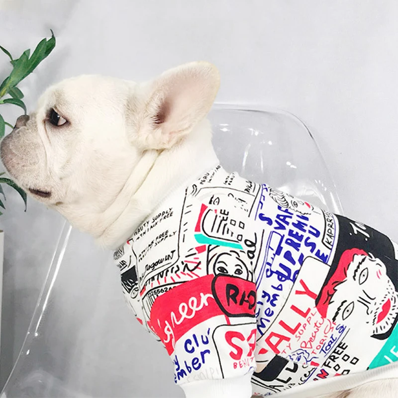 100% хлопок Французский бульдог летняя дышащая футболка одежда для собак