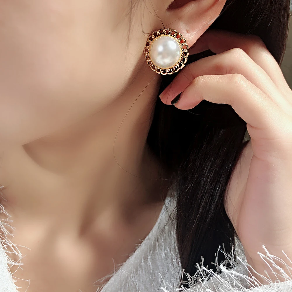 Женские круглые серьги с жемчугом Seven Candy популярные Винтажные простым