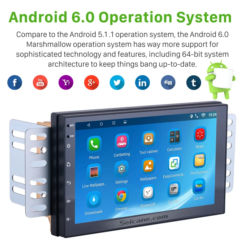 Seicane Новый универсальный 2DIN Android 6 0 Автомобильный GPS мультимедийный стерео плеер