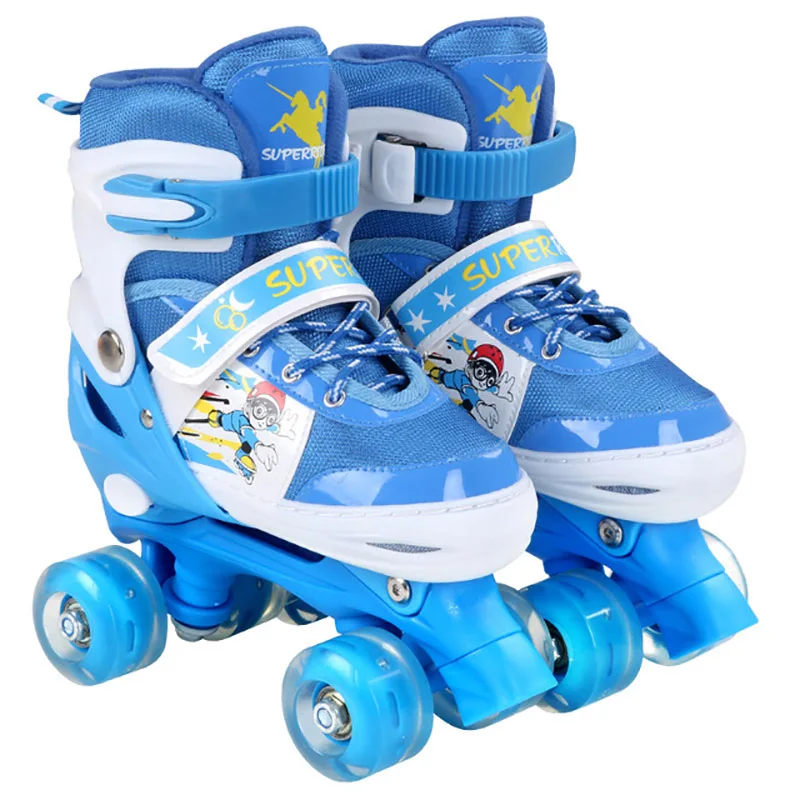 Blue S EUR26-32 1 пара обувь для скейтборда двухрядные параллельные коньки четырехколесные коньки для начинающих для взрослых и детей Детские Patines De 4 Ruedas - Цвет: Blue S EUR26-32