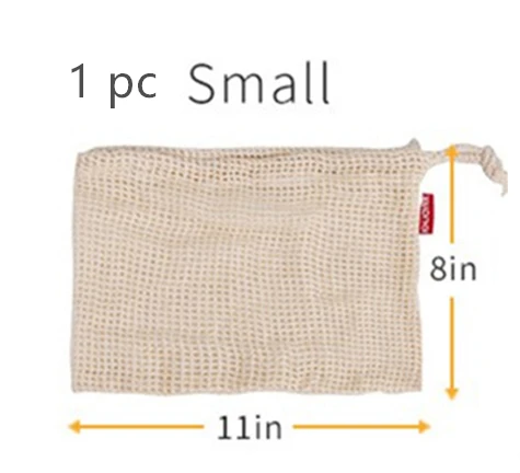 1 pc small Многоразовый хлопок производят мешок моющиеся сетки мешок для фрукты овощи хранения Портативный экологически чистый хозяйственная сумка кухонный домашний инструмент - Цвет: 1 pc small