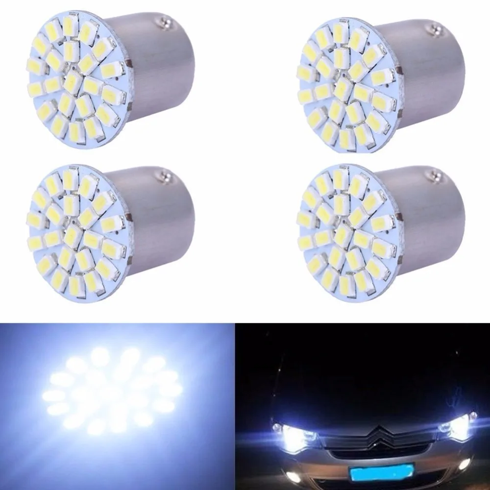 

4 Lampadas Led 1 Polo 1156 BA15S 22SMD Branca 6000k Xenon Luz RE Placa