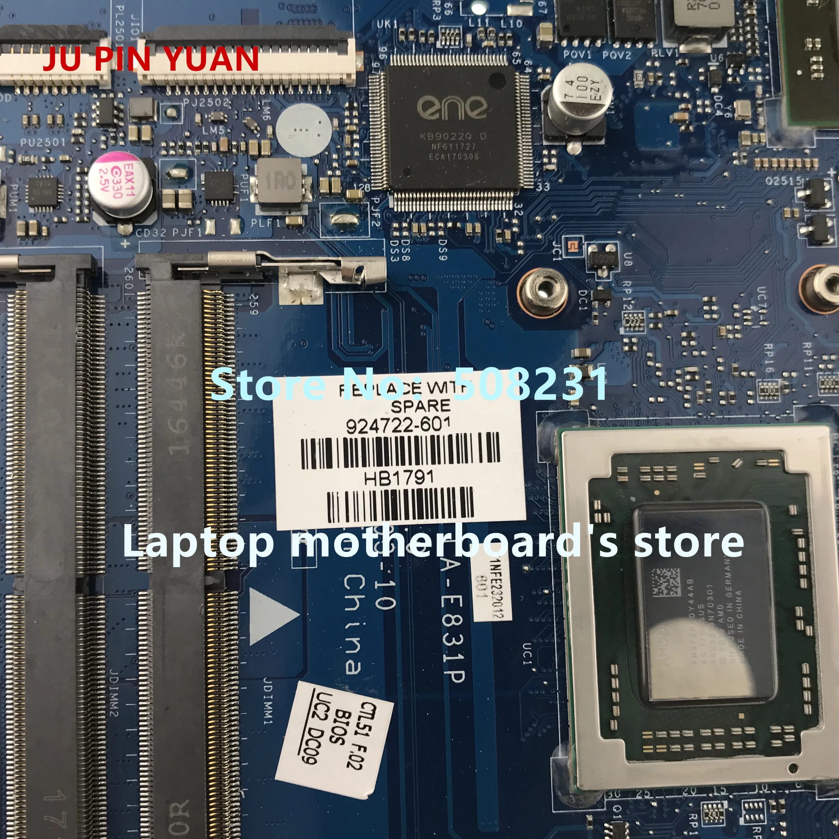 JU PIN YUAN 925525-601 0P2 DA00P2MB6D0 Laptop motherboard For HP 240 G6 Laptop 14-BW Notebook PC E2-9000 fully Tested