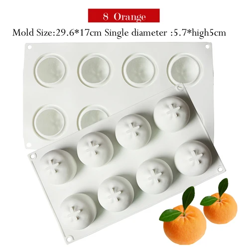 Orange Форма для выпечки фруктов и груши, силиконовая форма для французского торта, форма для мусса, замороженного мороженого, торта, инструмент для выпечки - Цвет: Orange