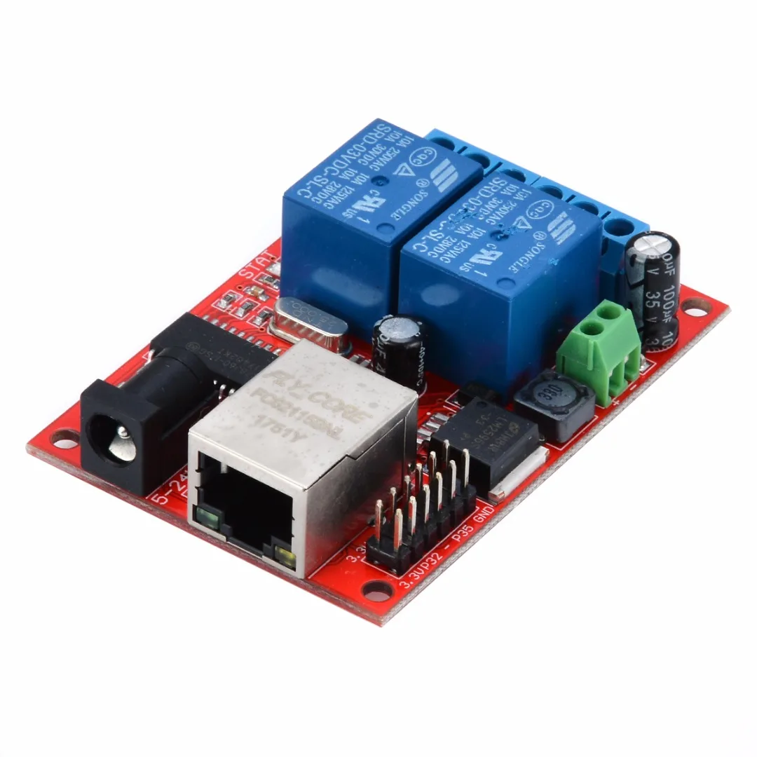 DC 5 В Ethernet модуль 2-Way реле задержки сетевой коммутатор TCP/UDP модуль контроллера веб-сервер 70x50 мм