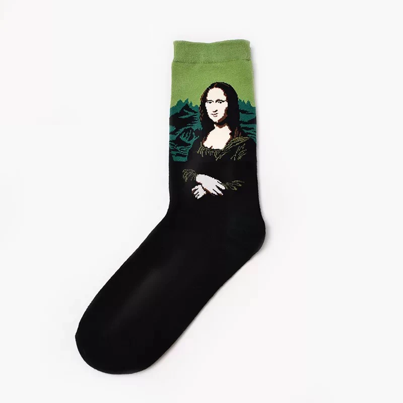 Mona Lisa Звездные носки 3D винтажная хлопковая картина маслом Мона Лиза Ван Гог креативная живопись готические уличные мужские и женские парные носки - Цвет: Mona Lisa