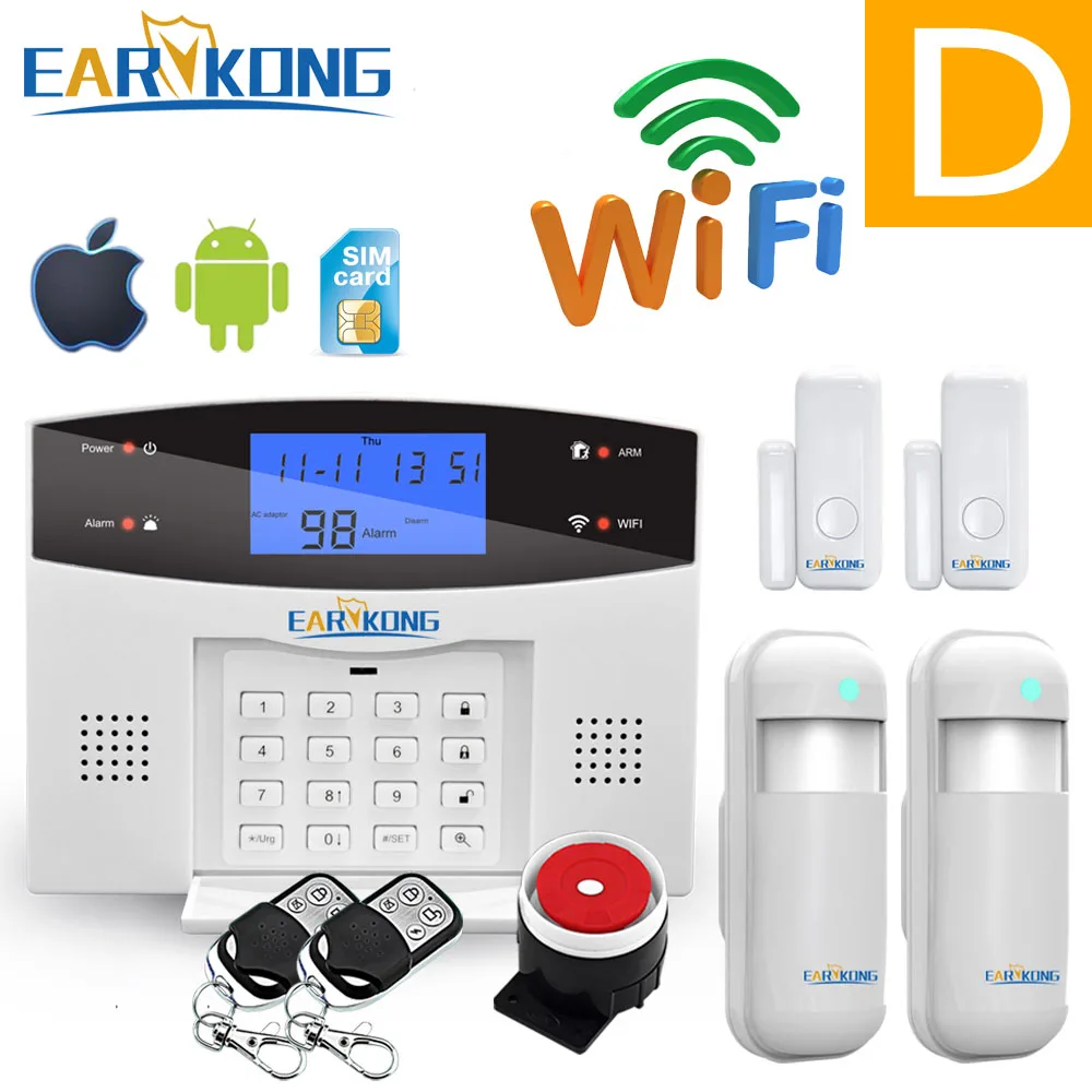 D Обновление Wi-Fi PSTN GSM домашняя охранная сигнализация Поддержка беспроводной и проводной детектор сигнализации умный дом устройство реле выход управление - Цвет: D