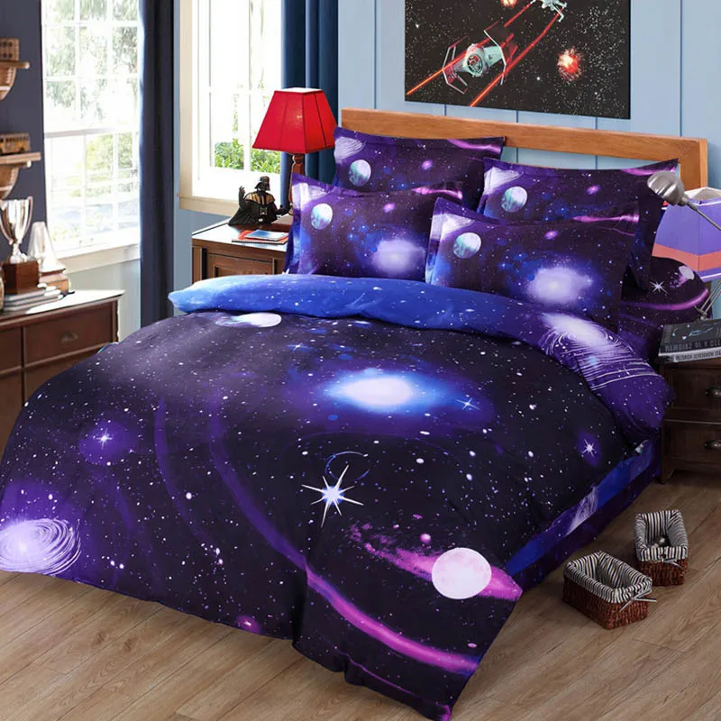 Звездное небо одеяло с изображением Галактики комплекты постельного белья King Twin