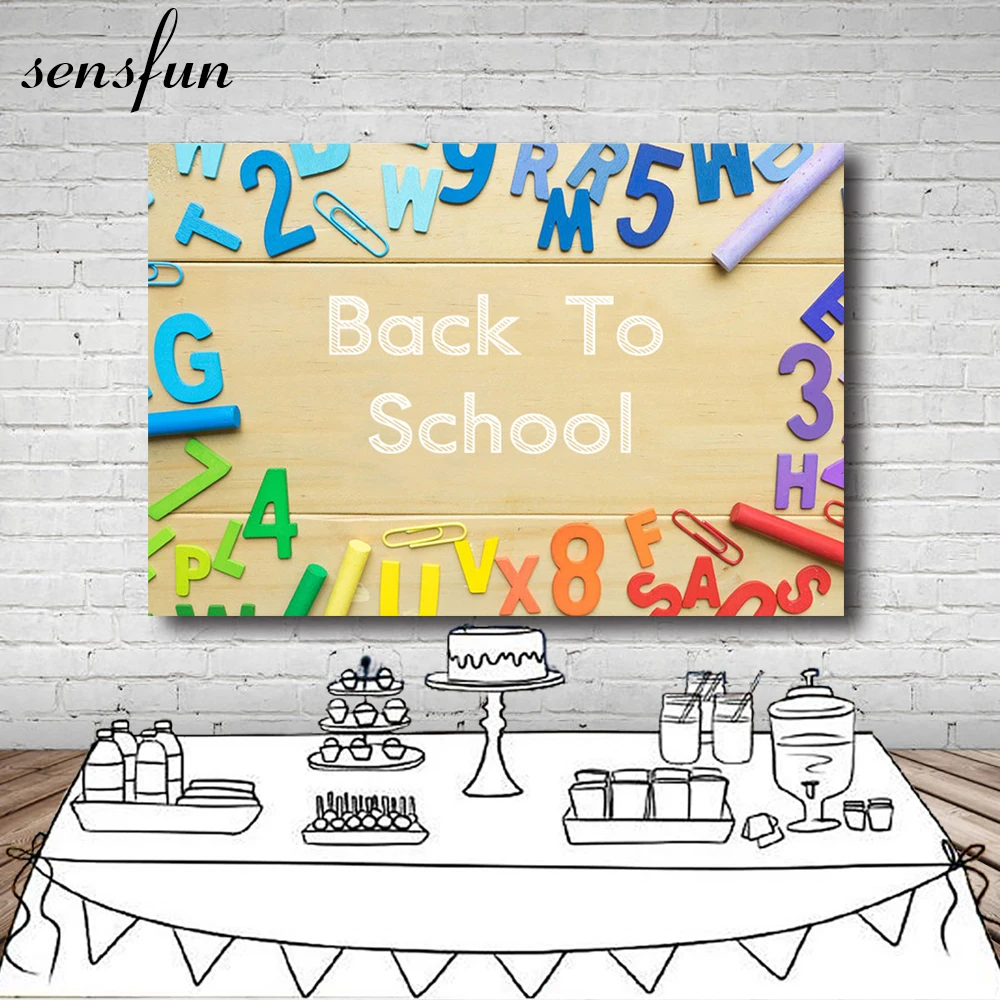 

Sensfun Back To School Party Backdrop For Photo Studio 7x5FT Vinyl Customized Letters Photography Backgrounds