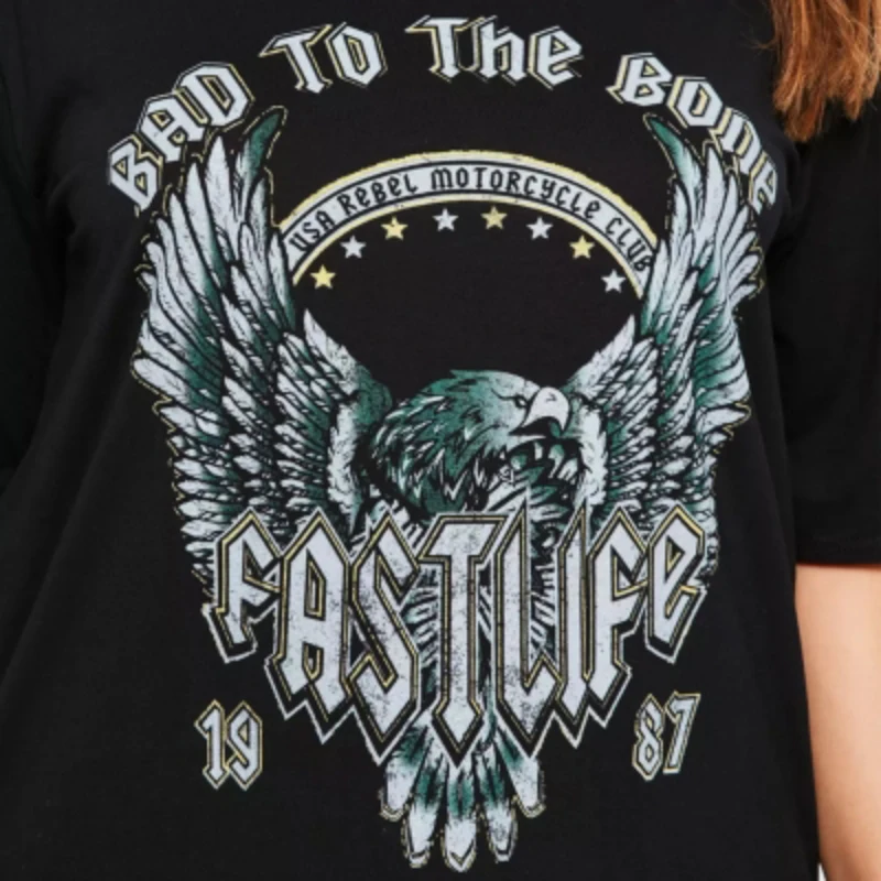 Мини-платье женское с принтом орла в стиле панк модное свободное стильное черное