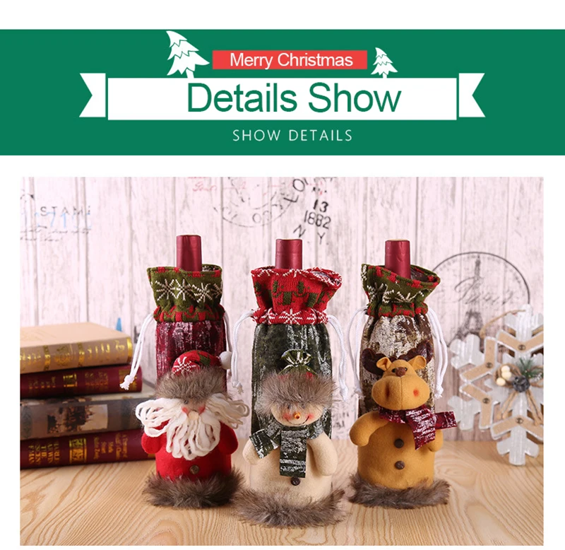 Smiry Merry Christmas крышка для бутылки с красным вином для бара Рождественская пуговица простая одежда для бутылок декор для обеденного стола для дома