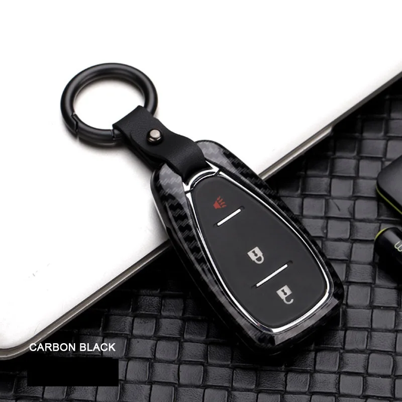 Держатель для ключей из углеродного волокна, чехол для Chevrolet camaro Cruze Malibu Volt Malibu spark sonic camaro - Color Name: Carbon Black