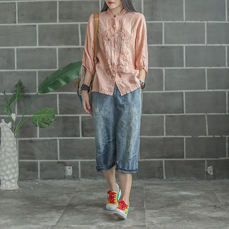 Летняя рубашка Новинки для женщин Стенд короткий рукав и пуговицы slim-типа топы