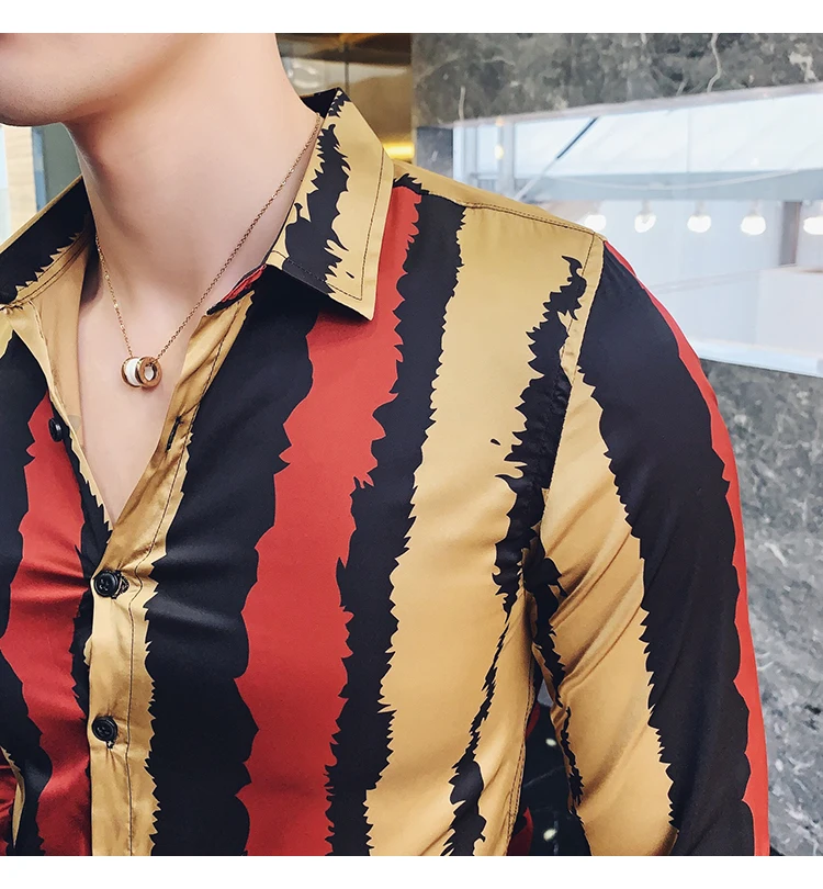 Острые зубы Рубашка в полоску Для мужчин Camisa социальная Masculina Стройное пригодное в Корейском стиле Для мужчин Костюмы с длинными рукавами Сорочка мужская, для общественных мест рубашки для мальчиков