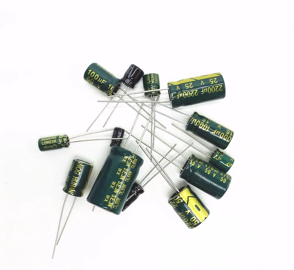 25Valuesx5Pcs всего 125 шт 16 V, алюминиевая крышка, 25В с алюминиевой крышкой, 50В 1 мкФ 10 мкФ 47 мкФ 100 мкФ 220 мкФ 330 мкФ 470 мкФ 1000 мкФ 2200uf Алюминиевый электролитический конденсатор, алюминиевая крышка, комплект