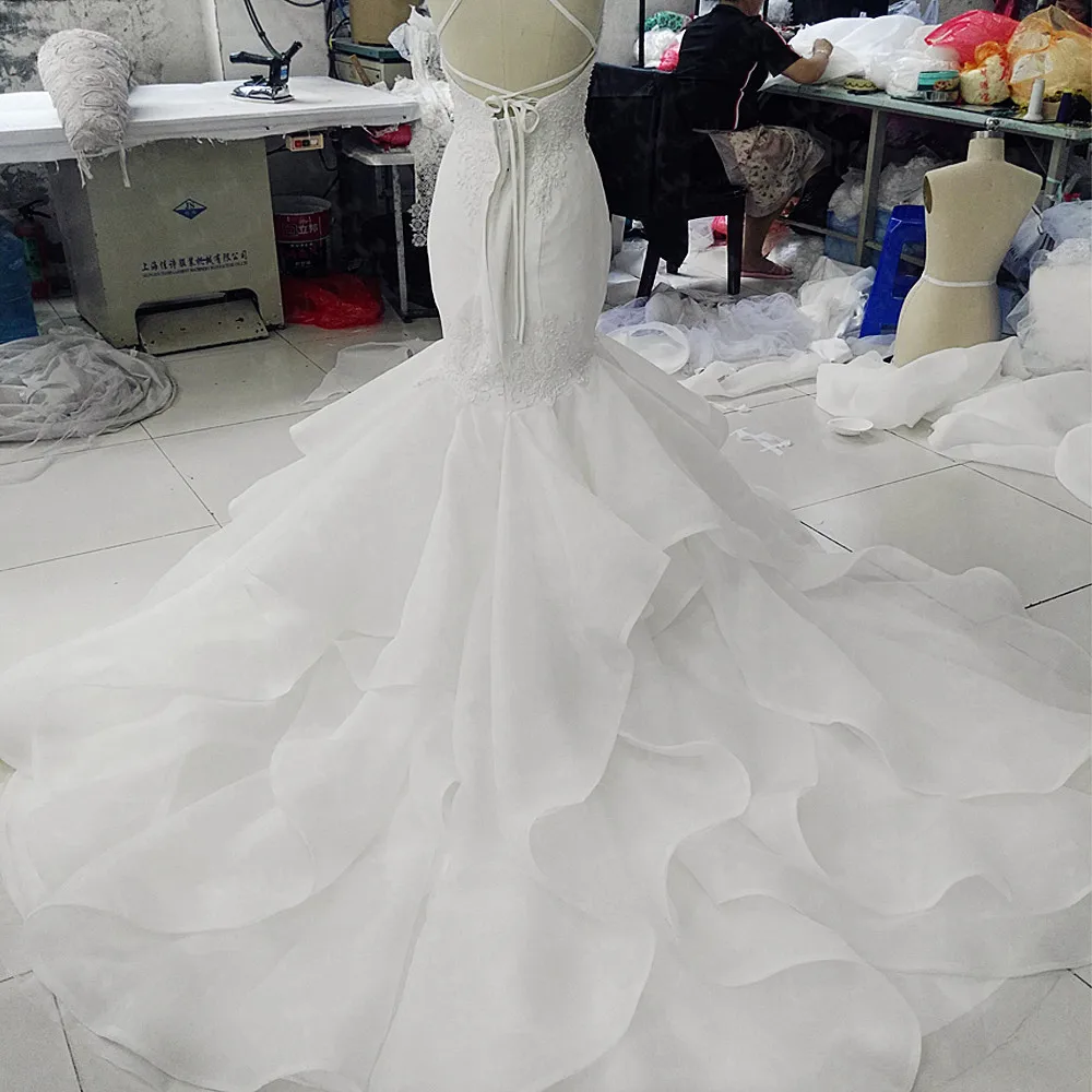 RSW559 кружевная юбка с оборками и открытой спиной из органзы свадебное