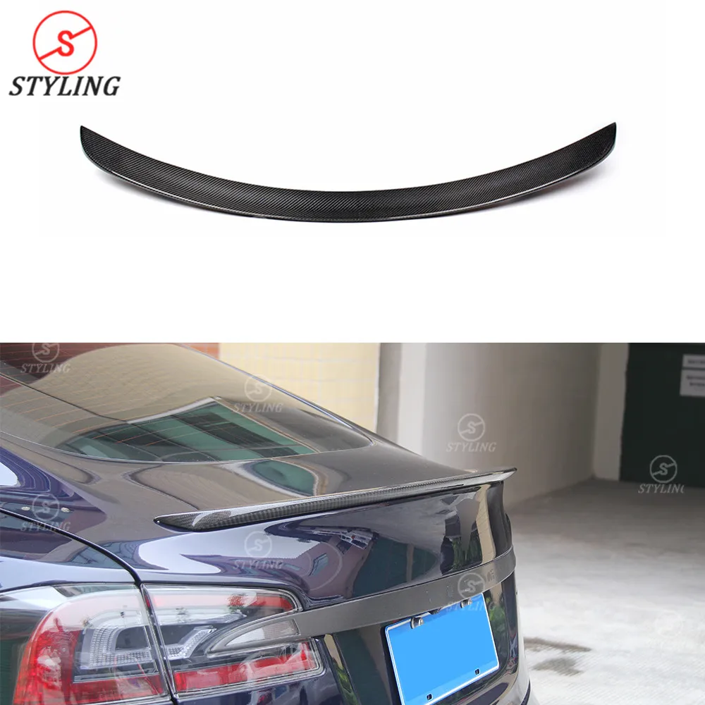 

Gloss Black Finish Carbon Spoiler For Tesla Model S Carbon Fiber Rear spoiler trunk wing Sedan 2012 2013 2014 2015 2016 2017+