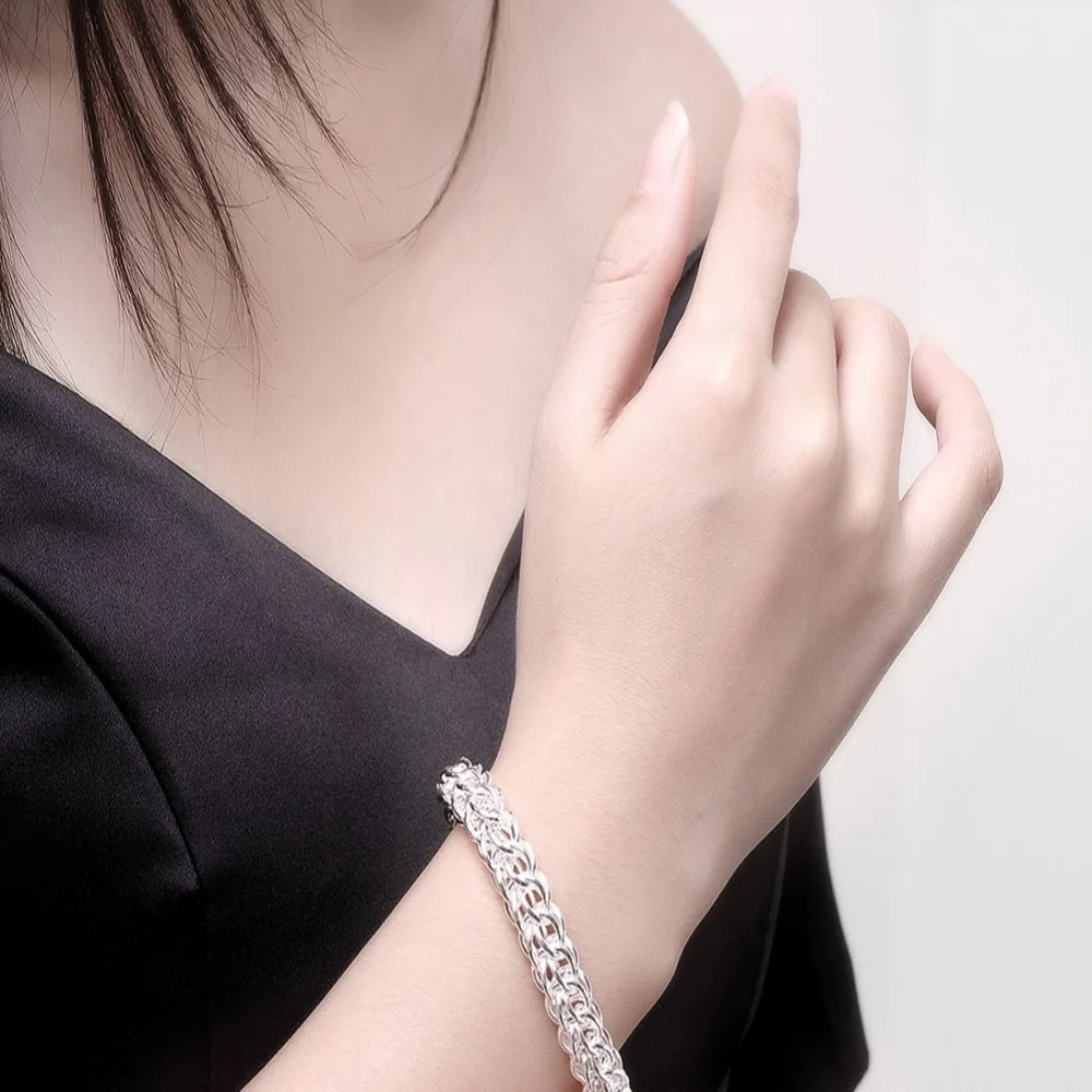 Браслет из серебра 925 круглой цепочки ювелирного изделия модного стиля высокого качества оптом и в розницу подарок 21см.