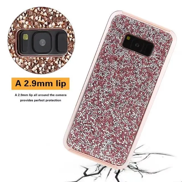 ENCHICAS Luxury Bling Rhinestone Diamond Cover for Samsung Galaxy S8 Note 8 Pink Rose Gold Case Girls Women Capa Plus |