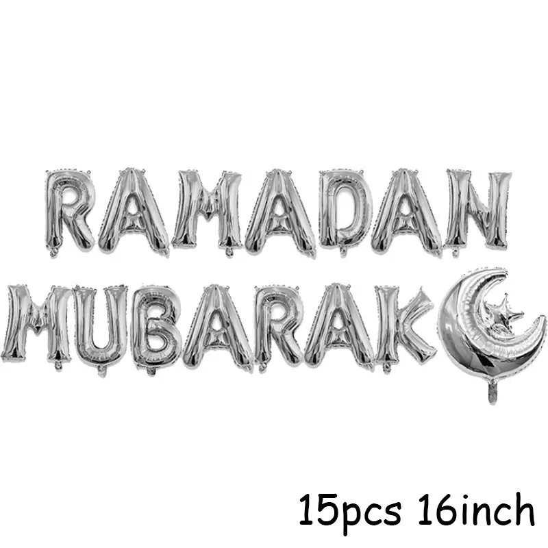 EID MUBARAK Рамадан Декоративные Шары Баннер мусульманский ислам хадж Рамадан вечерние украшения Карим ислам ic Малый баирам Декор - Цвет: 15pcs balloon