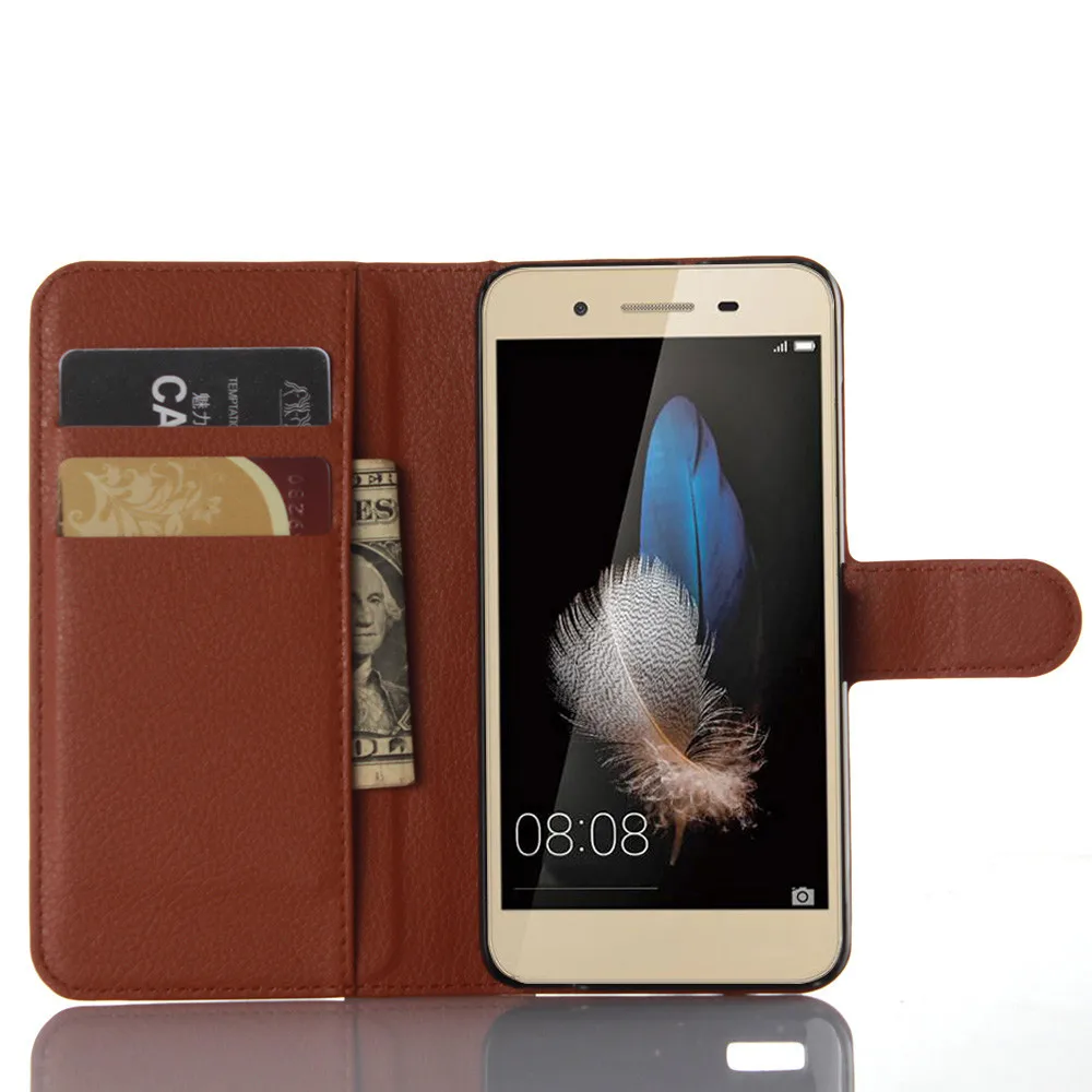 Модный кожаный чехол бумажник с зернистой текстурой для huawei G8 mini подставкой и