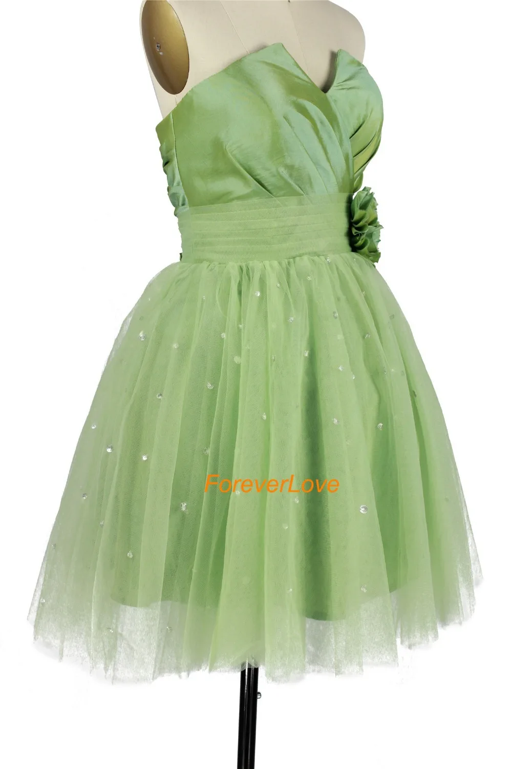 2016 Красивая Милая зеленый цветок Бисер трапециевидной формы без рукавов с