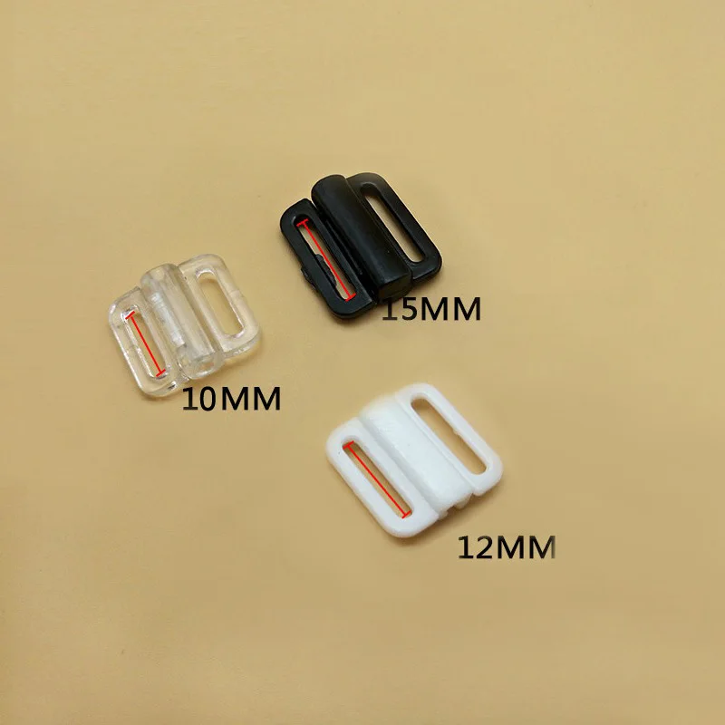 

Sutoyuen 60 sets 10 12 15mm Plastic Bikini Bra Clip Swimwear Clickers Bra Front Clasp Bra Buckle Quilt Buckle 3/5"