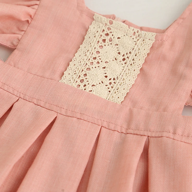 

Girls Dresses 2018 New Brand Princess Cotton Dress Kids Clothing Stitching Lace Fly Sleeve Summer Girls Dress For 2-6 Year