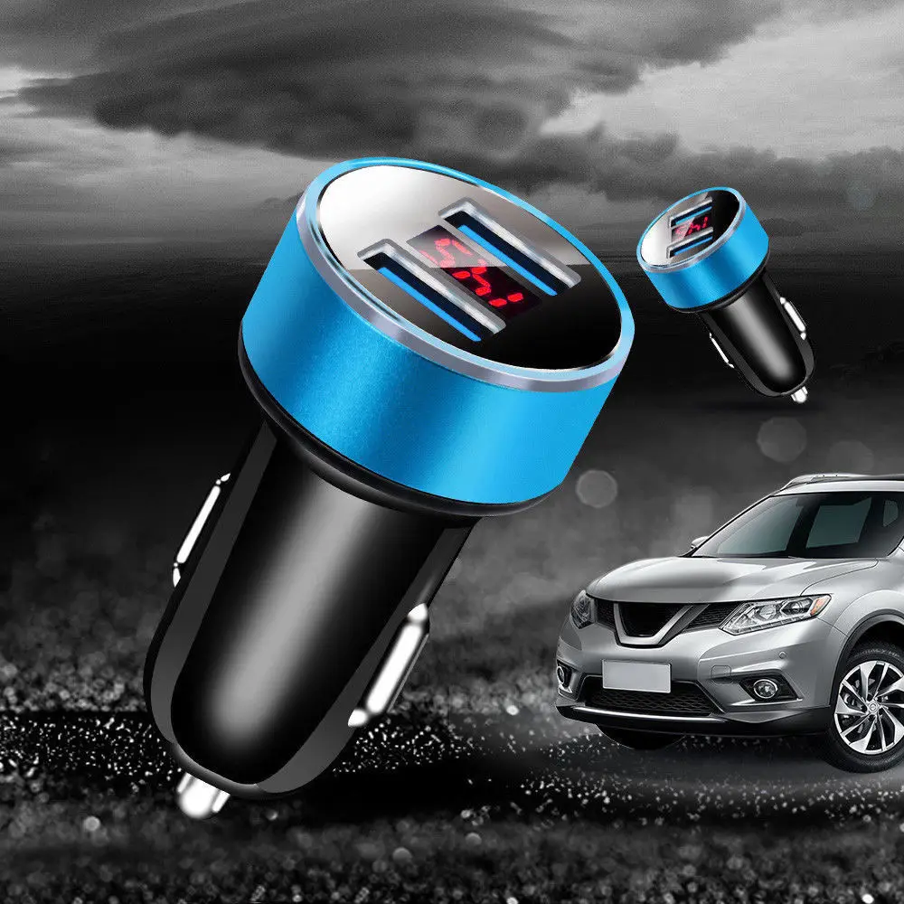 Быстрое зарядное устройство Floureon 3.1A автомобильное с двумя usb портами ЖК дисплей 12