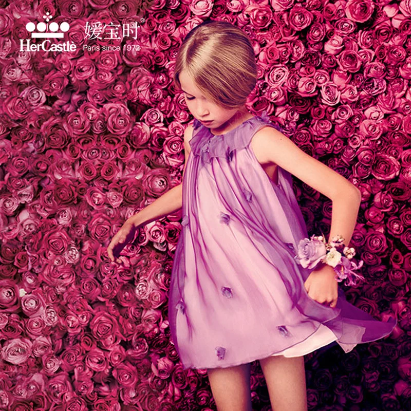 2015 New Children Baby Clothes Toddler Girl's Princess Beach Chiffon Dress Trend Stores Sleeveless Purple | Детская одежда и