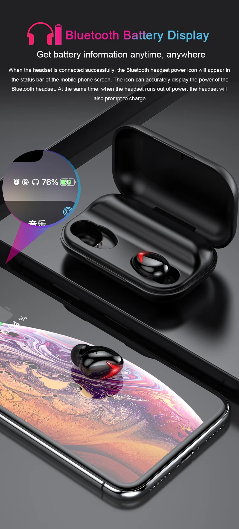 TWS Bluetooth наушники невидимые мини беспроводные наушники стерео Bluetooth 5,0 сенсорное управление наушники с 3500 мАч зарядная коробка