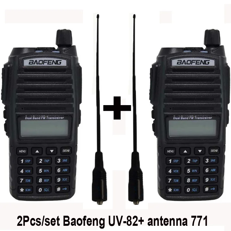 2 шт./компл. Горячая иди и болтай walkie talkie UV 82 Baofeng 1 пара Портативный радио Baofeng UV-82 с наушником CB Ham Радио УКВ двойного UV82 радио - Цвет: black with 771