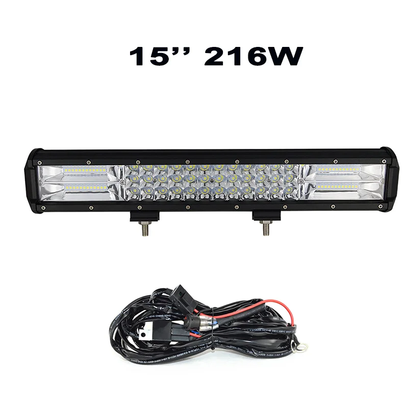 216w with wire kit 7D 3 ряда 4 ''5" 1" 18" 2" 23" слайд крепление СВЕТОДИОДНЫЙ светильник бар Offroad светодиодный бар пятно луча СВЕТОДИОДНЫЙ рабочий светильник бар 12v 24v 4WD грузовик - Цвет: 216w with wire kit