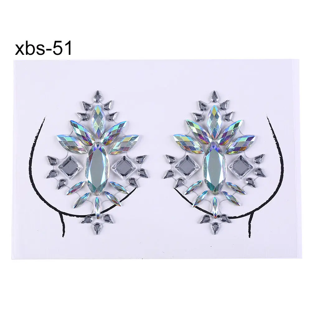 N51 1 шт., 18,5*13 см, женский бюстгальтер, грудь, Стикини клейкие наклейки, аксессуары, Кристальные наклейки на бюстгальтер - Цвет: N51