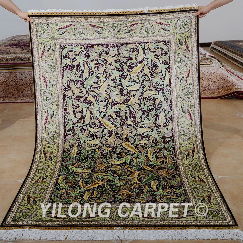 Традиционный турецкий коврик Yilong 4 'x 6' Тебриз зеленый выгодный античный