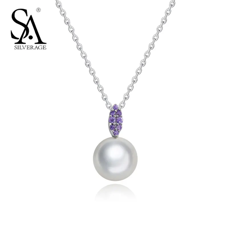 Sa silverage серебро Neckalce 925 Для женщин В виде ракушки с жемчужным кулоном Mother Of Pearl