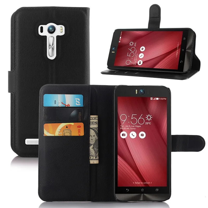 Модный кожаный чехол бумажник с личи для Asus Zenfone Selfie ZD551KL защитный флип телефона