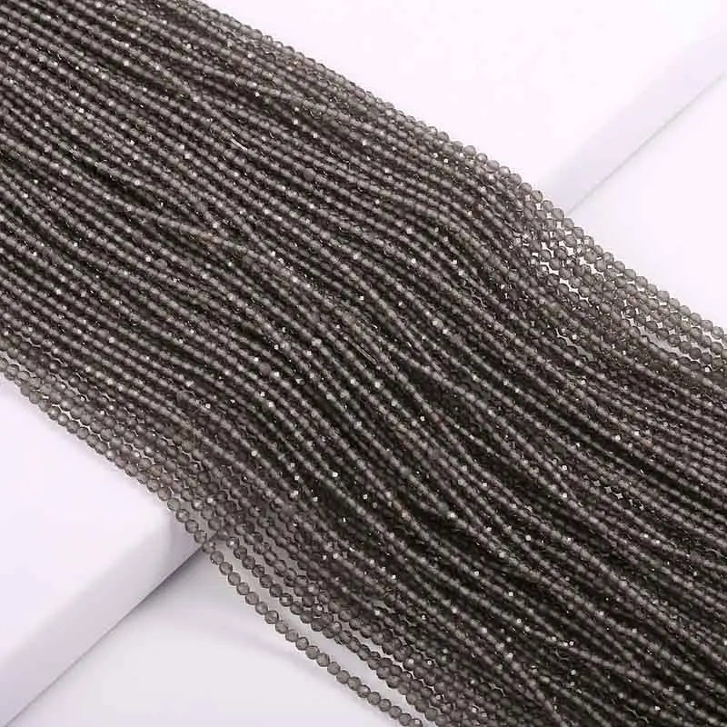 Smoky Quartz Маленькие бусины из натурального камня изумруды 2 3 мм сечение свободные бусины для изготовления ювелирных изделий ожерелье DIY браслет - Цвет: Smoky Quartz