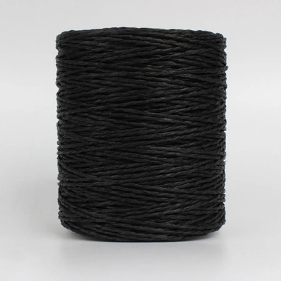 black 500 г рулон соломенной пряжи рафия, пряжа для вязания крючком, летняя соломенная шляпа, сумки, подушки, корзины, материал, ручная пряжа - Цвет: black