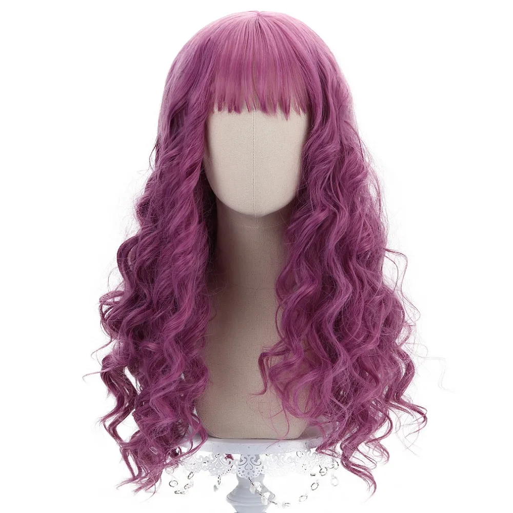 

Free Beauty 24"Pink Long Wig with Bangs Synthetic Wavy Costume Hair For Girl Lolita Wig For Party Cosplay High Temperature Fiber